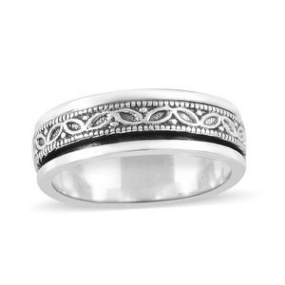 HANDCRAFTED STERLING SILVER SPINNER RING - Picture 2 of 3